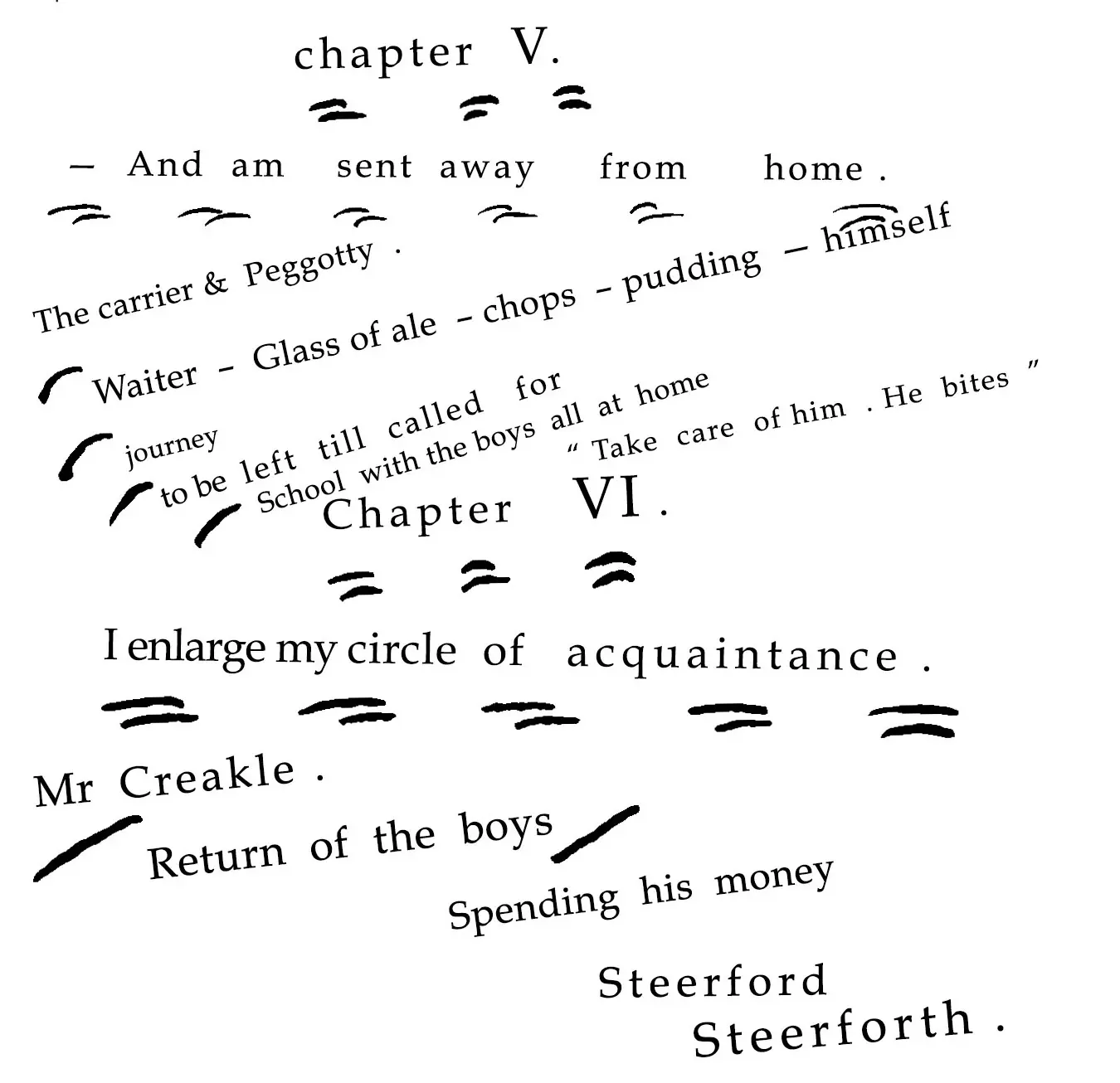 Close-up of transcription for David Copperfield Working Note 2.