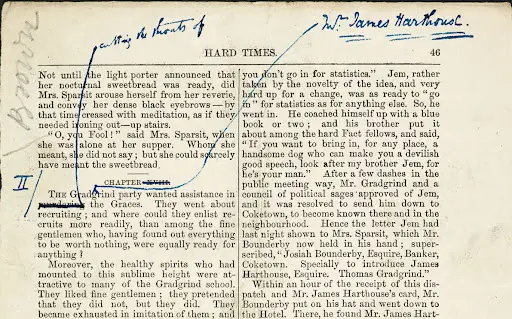 Hard Times edited page proofs showing Dickens's corrections