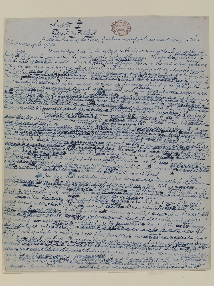Image of the manuscript of Little Dorrit showing Dickens's edits and erasures