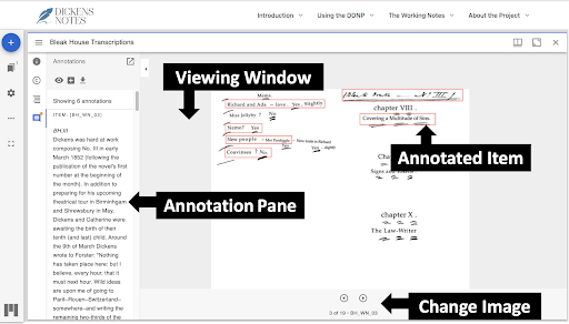 The Mirador platform displays an image along with annotations